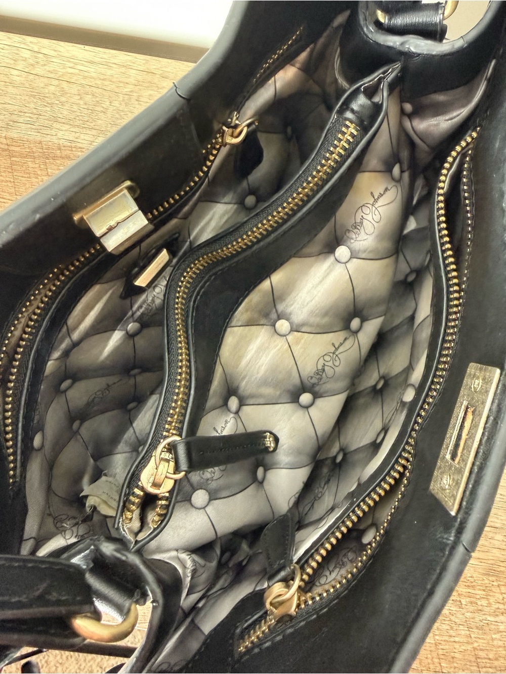BETSEY JOHNSON Black Wrapped Up In You 2 Shoulder Bag Satchel *FLAW* - Picture 10 of 16